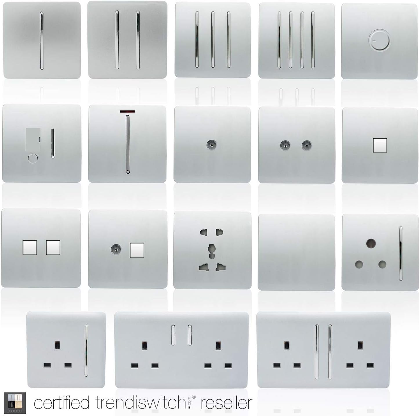 Trendi Artistic Modern Glossy Tactile 1 Gang 2 Way 120w LED Dimmer Switch Silver - Image 3