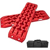 Donext Recovery Traction Boards, Offroad Tracks Board, Traction Tire Ladder, 4WD Traction Mats for Sand, Mud &amp; Snow, Snow Chains(41in-Red)