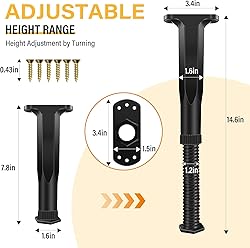 6 PCS Adjustable Height Bed Frame Support Legs