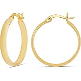 Amazon Essentials 14K Gold or Sterling Silver Plated Polished Dome Hoop