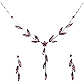 Faship Gorgeous Rhinestone Crystal Floral Necklace Earrings Set