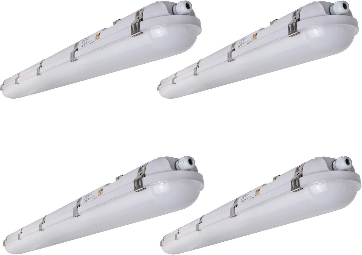 4 Pack Hykolity 4FT LED Vapor Tight Light Fixture, 40W (100W Equivalent