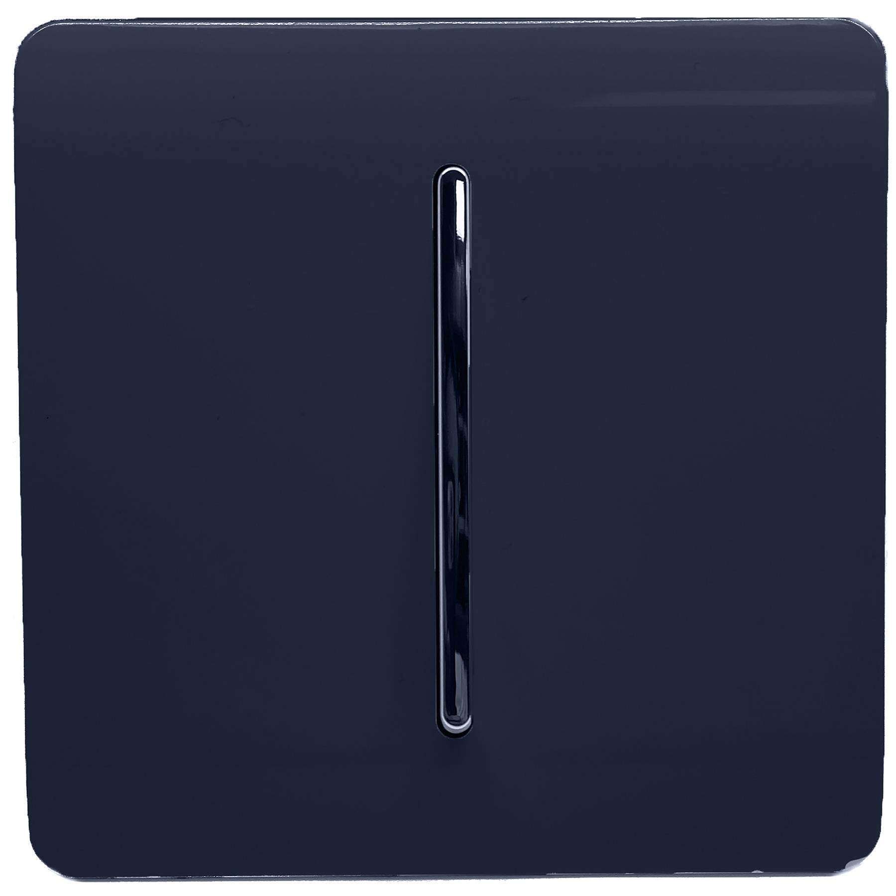 Trendi 1 Gang 3 Way Intermediate 240V Screwless Raised Front Plate Plastic Artistic Modern Glossy 10 Amp Chrome Rocker Single Electrical Wall Light Switch Navy Blue - ART-SS9NV