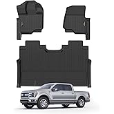Floor Mats Custom Fit for Ford F150/F-150 2025 2015-2024 SuperCrew Cab (Includes 22-24 Lightning Models) All Weather TPE Rubber Floor Liners Anti-Slip Full Set for Ford F-150 2025 Accessories