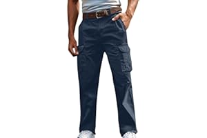 Baggy Cargo Pants for Men Straight Leg Loose Fit Tactical Pants Elastic Waist Pant for Work Hiking Trouser with Pockets