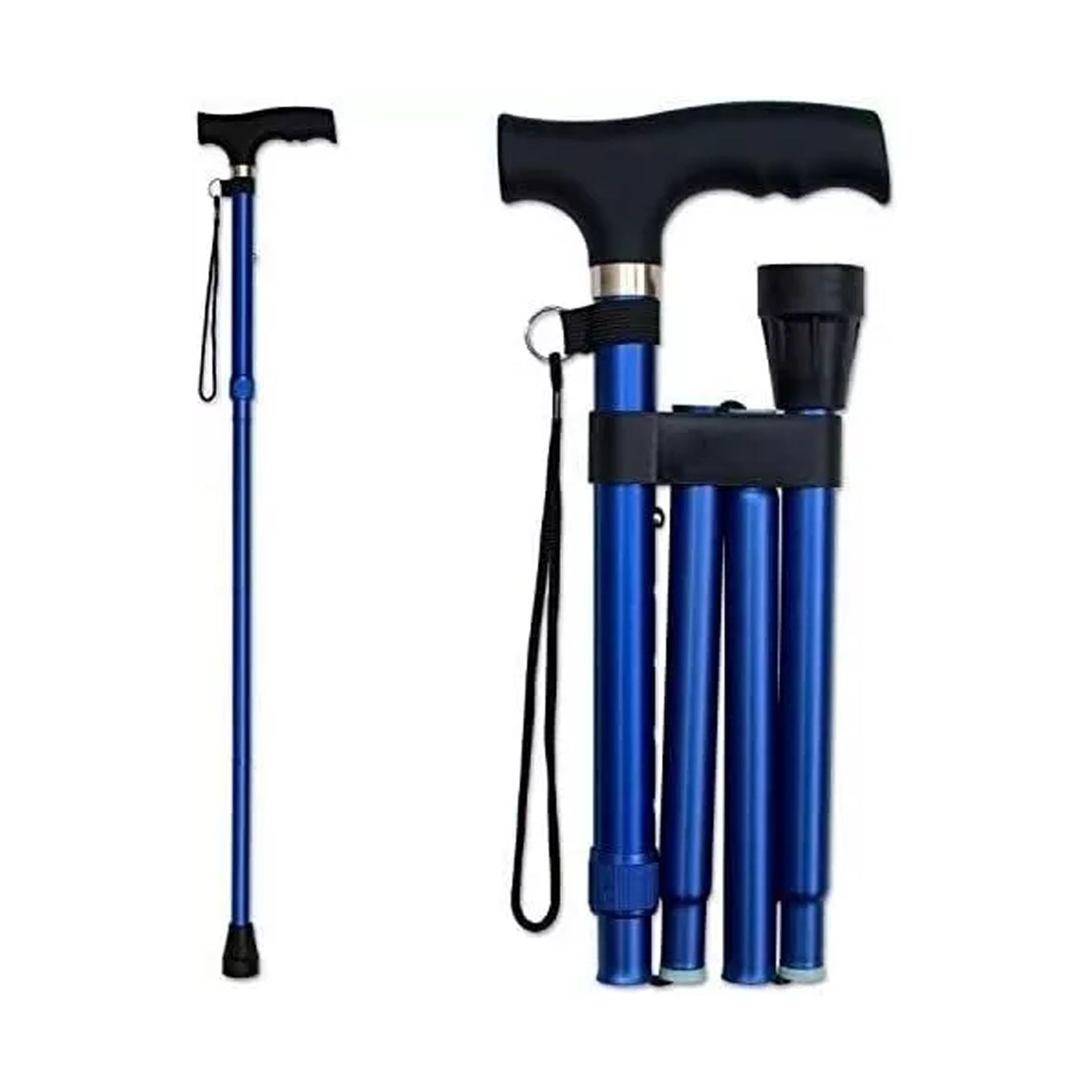 Walking Stick Easy Folding Adjustable Aluminium Cane for Men Women, Lightweight Collapsible Sticks Extandable Height, Flexible and Durable Mobility Aids Plain Multi Colors (Blue)