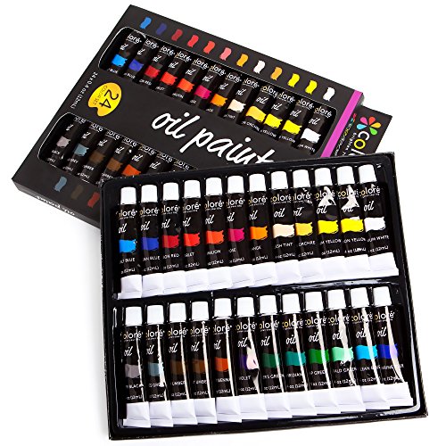 Colore Oil Paint Set Perfect For Use On Landscape And Portrait Canvas Paintings Great For Professional Artists, Students & Beginners - Set Of 24 Richly Pigmented Oil Paint Colors Arts, Crafts & Sewing, Painting, Drawing & Art Supplies, Painting, Paint Sponges