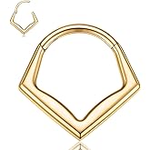 G23 Titanium Septum Ring 16G Septum Jewelry Minimalist Triangle Nose Hoop Ring Helix Daith Rook Tragus Cartilage Earrings for Women Conch Piercing Jewelry