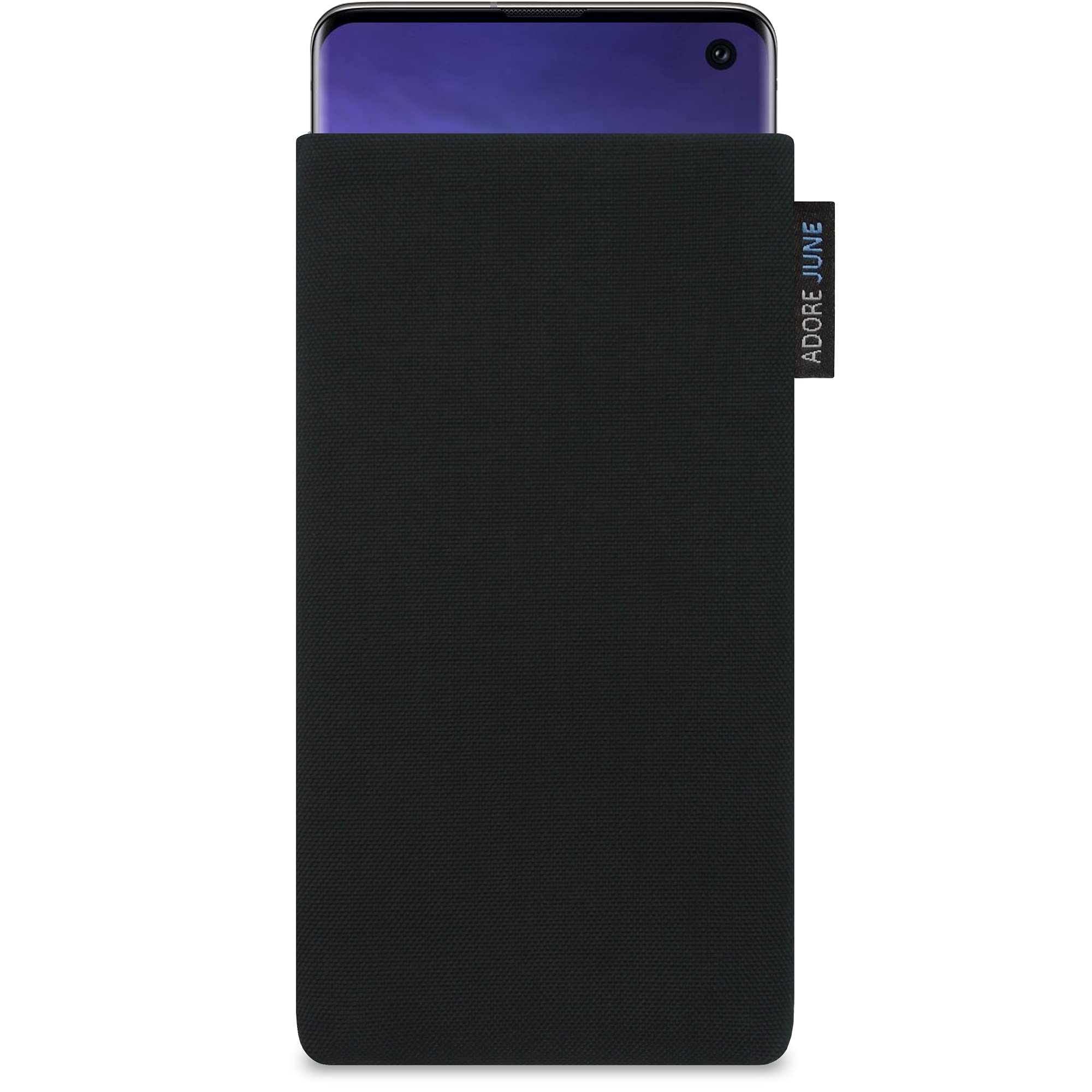 Adore June Classic black case compatible with Samsung Galaxy S10 mobile phone case made of durable Cordura fabric with screen cleaning effect, made in Europe