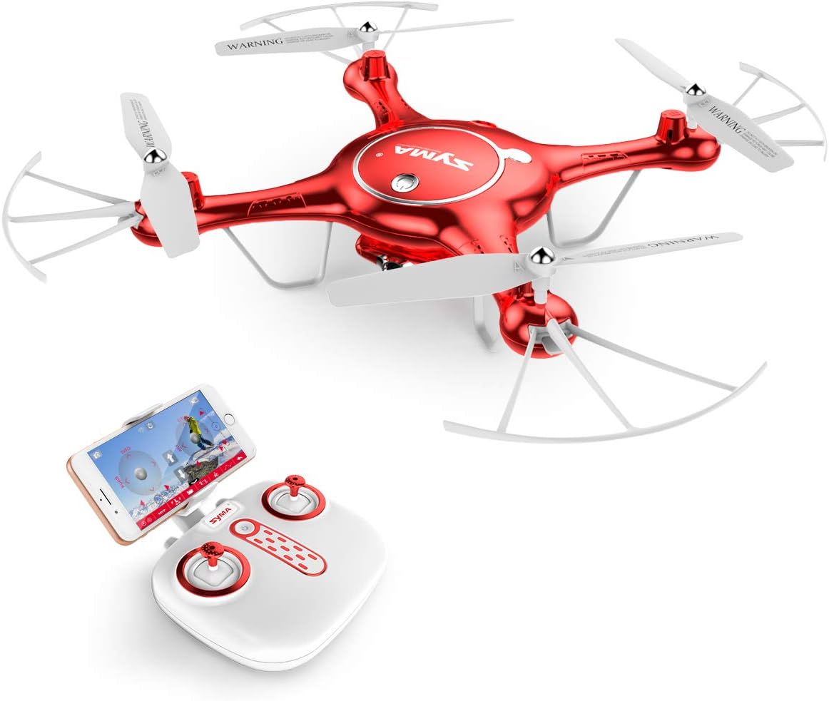 AUKWING New Drone With 720P HD Camera , Syma X5UW Wifi FPV RC Quadcopter Headless Outdoor, 2.4G 6 Axis Gyro (Red)
