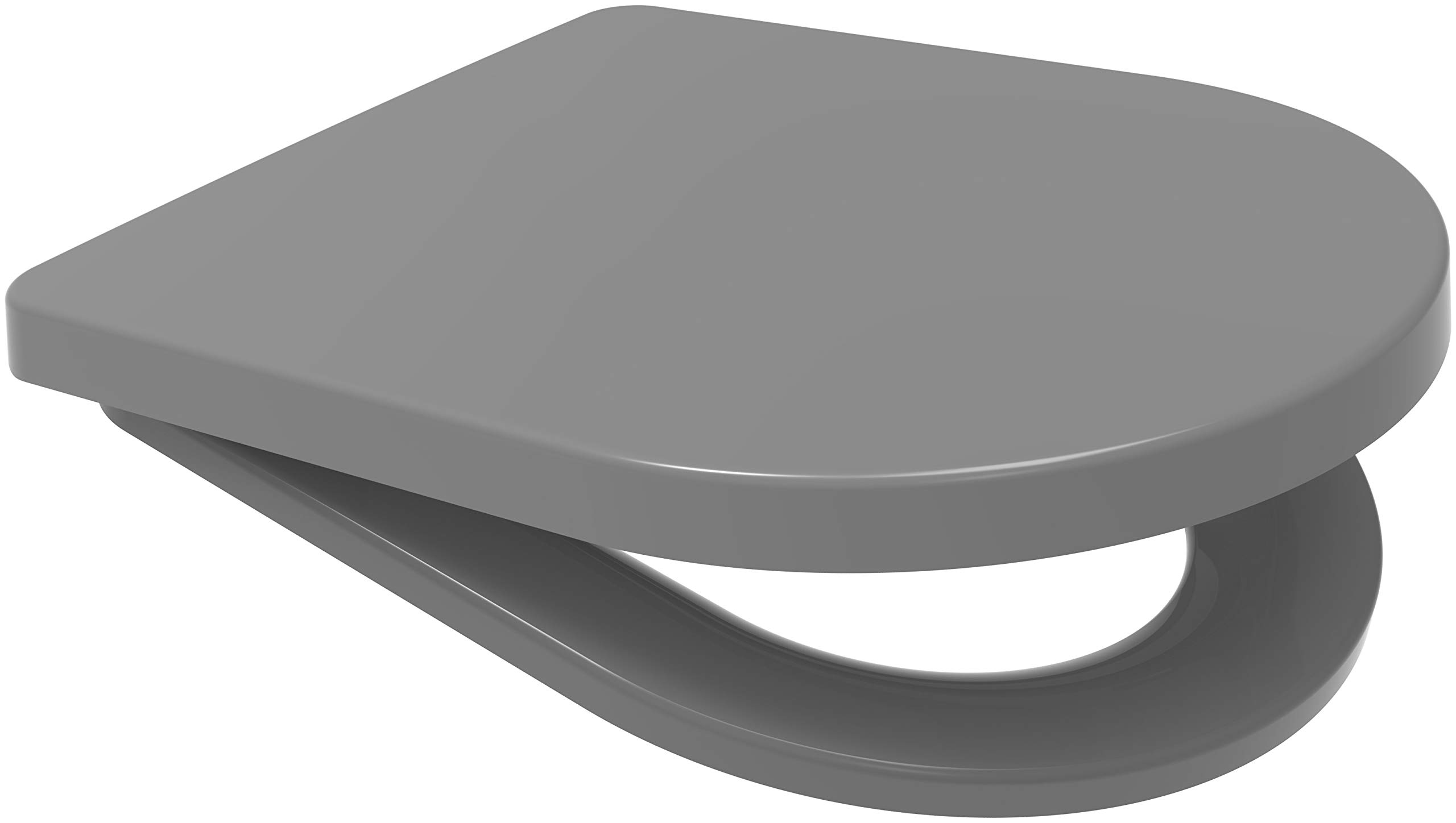 Middle D Shape Toilet Seat Soft Close Quick Release Top or Bottom Fix 360 x 449 (Grey)