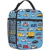DJYQBFA Cars Lunch Box Cute Lunch Bag For Boys Kids Blue Reusable Insulated Tote Lunchbox For School Camping Picnic