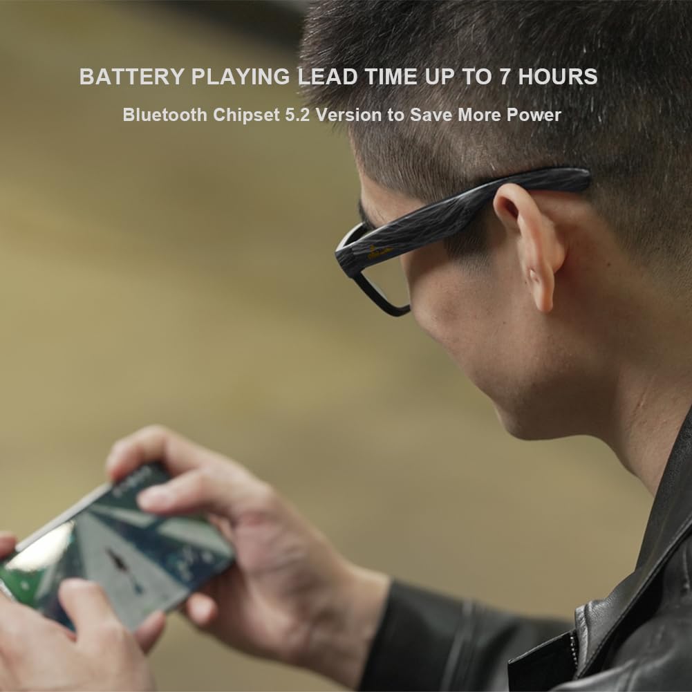 OhO Smart Glasses,32G MP3 Bluetooth Sunglasses with Open Ear Speaker Headphone, Indoor&Outdoor Sports,Polarized UV Protection,For Men Women
