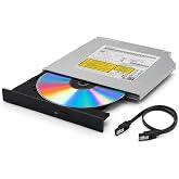 POINWER 9.5mm SATA Internal DVD RW Drive, GUD1N Optical Drive | GUD1N slim tray-loading CD DVD burner writer, 8X DVD and 24X CD speed, M-DISC support, data cable included; not 12.7mm
