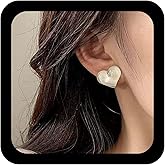 Ximdble Vintage Puffed Heart Love Earrings Clear Acrylic Heart Stud Earrings White Resin Love Drop Minimal Stud Statement Jewelry for Women