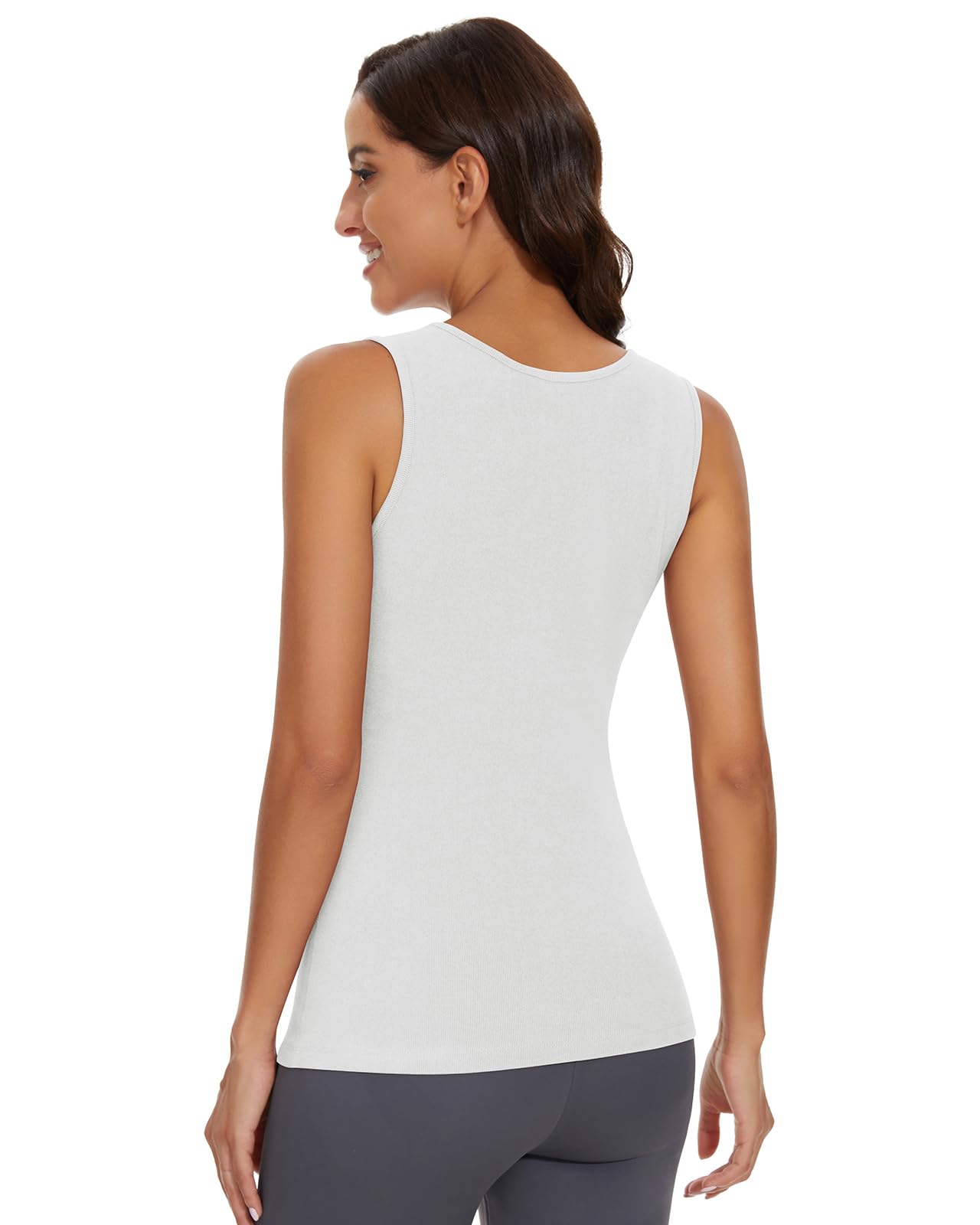 WOWENY Thermo Tank Top Damen Fleece Unterhemd Untershirt Ärmellos Warm Oberteil Thermounterwäsche Base Layer Sleeveless Top(Weiß, M) 8