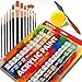 Complete Acrylic Paint Set &ndash; 24х Rich Pigment Colors &ndash; 12x Art Brushes with Bonus Paint Art Knife & Sponge &ndash; for Painting Canvas, Clay, Ceramic & Crafts, Non-Toxic & Quick Dry &ndash; for Kids & Adults primary