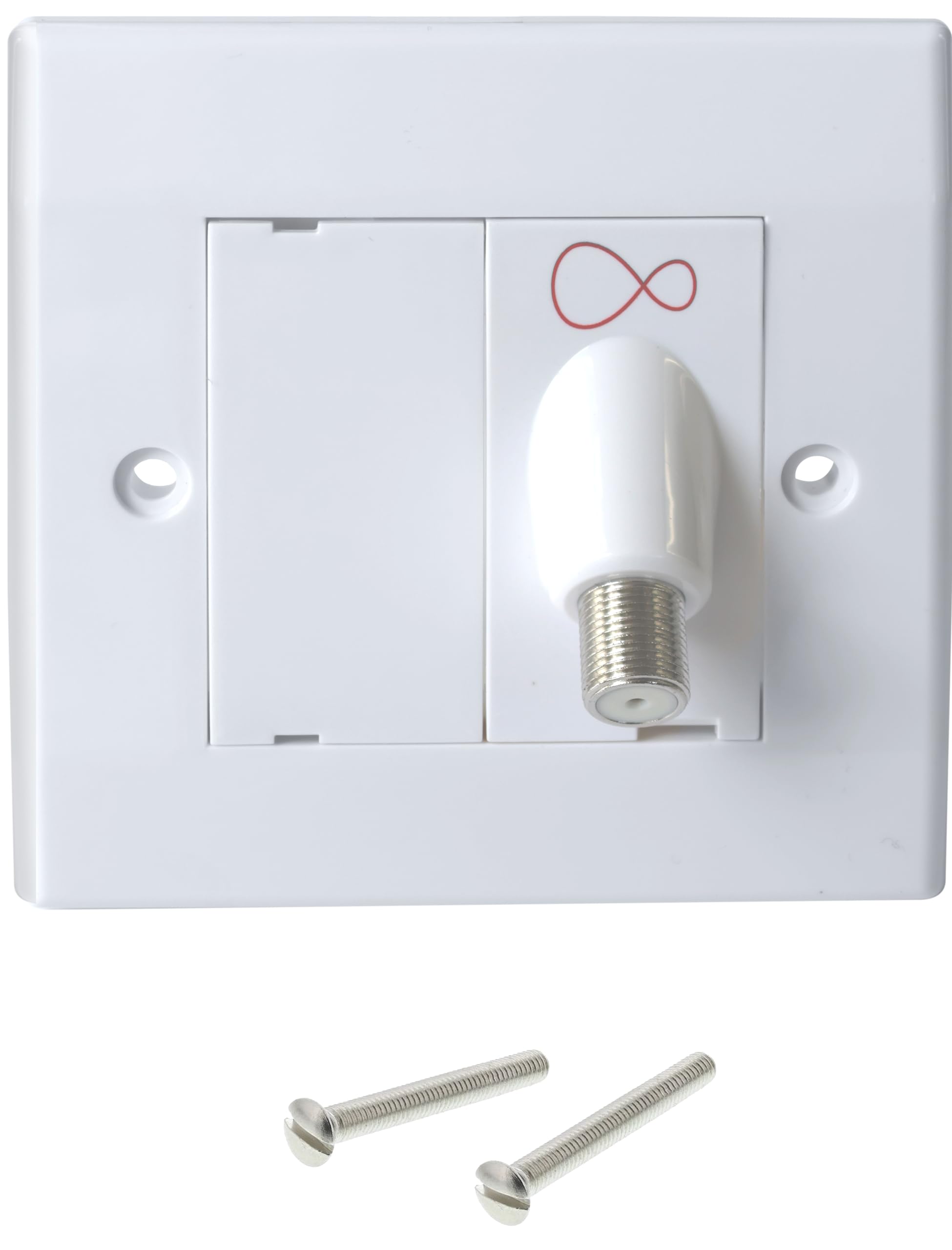 1STec Latest Model Isolated Genuine Virgin Media White Internal use 86mm Wall Box Outlet Socket with Euro Module Angled F-Connector Isolator for TiVo Digital TV or Superhub Broadband Modem Indoor Feed