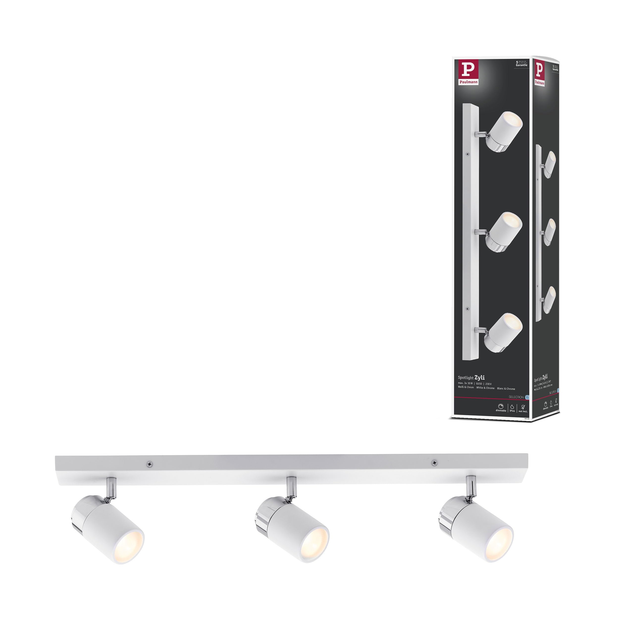 Paulmann Spotlight Zyli IP44 bar max 3x10W GU10 White/Chrome 230V Metal — image 1