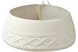 Knitted Christmas Tree Collar | Knit Cream White Christmas Tree Collar | Holiday Home Decor Seasonal Festive Party Decoration