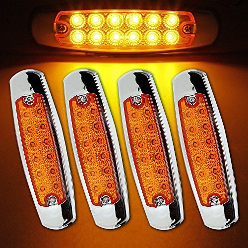 6.3” Truck Bus Boat Trailer Side Marker Indicators Light Lamp Amber 12LED Rear Side Marker Lamp for Trucks, Cab Marker, RV Marker light(4Pcs Yellow)