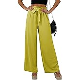 Feiersi Women Casual Wide Leg Pants High Waisted Business Work Casual Pants Loose Flowy Beach Palazzo Pants