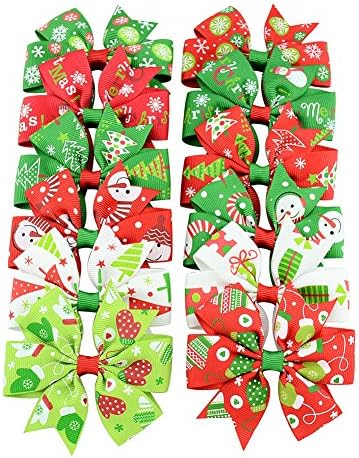 Billmill 3 Inch Christmas Hair Bows Clips Multi Color Grosgrain Ribbon Hair Accessories Alligator Clips for Girls Toddlers Baby Kids Teens (12-Pack)