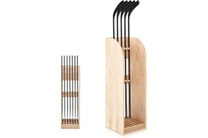 Cinnvoice 38 Inch Vertical Hockey Stick Rack Wooden Hold 7 Hockey Sticks Holder Stand Organizer for Players Display Home Gara