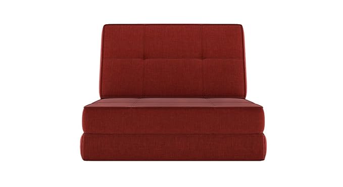 Urban Ladder Desso Floor Folding Adjustable Futon One Seater Fabric Sofa Cum Bed (Matte Finish, Rust Red)