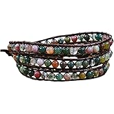 YGLINE Natural Stone Wrap Bracelet for Women Boho Bracelets Healing Crystal Beaded Bracelet Adjustable 3/5 Wraps Bracelet Handmade Birthday Gifts for Women