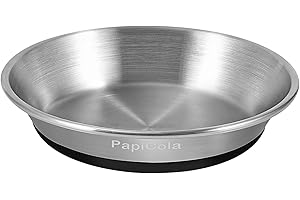 PAPICOLA Stainless Steel Cat Bowl 1PC, Non-Slip cat Food Dishes, Metal Pet Food and Water Bowls, Whisker Friendly with Wide and Shallow Design, 6.3'' Wide, 0.7mm Thick Steel, Ideal Pet Dish (1 PC-6.3in)