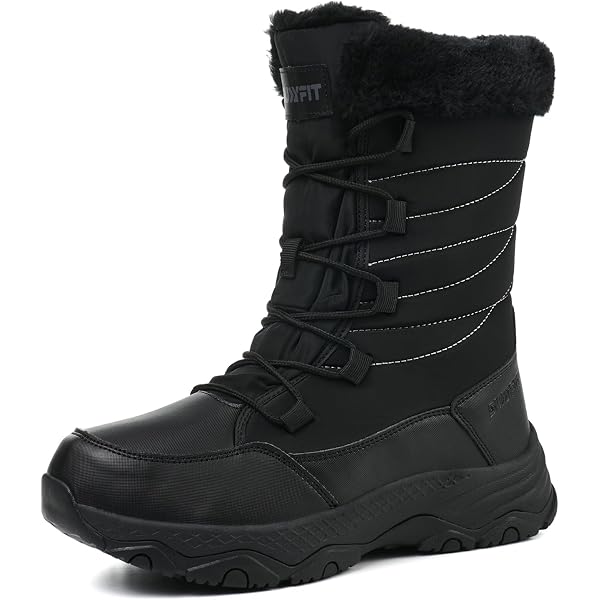 Lands’ End Men’s Black Leather Lace Up Winter Boots Size 12 Faux Fur Lined Lands main image 4