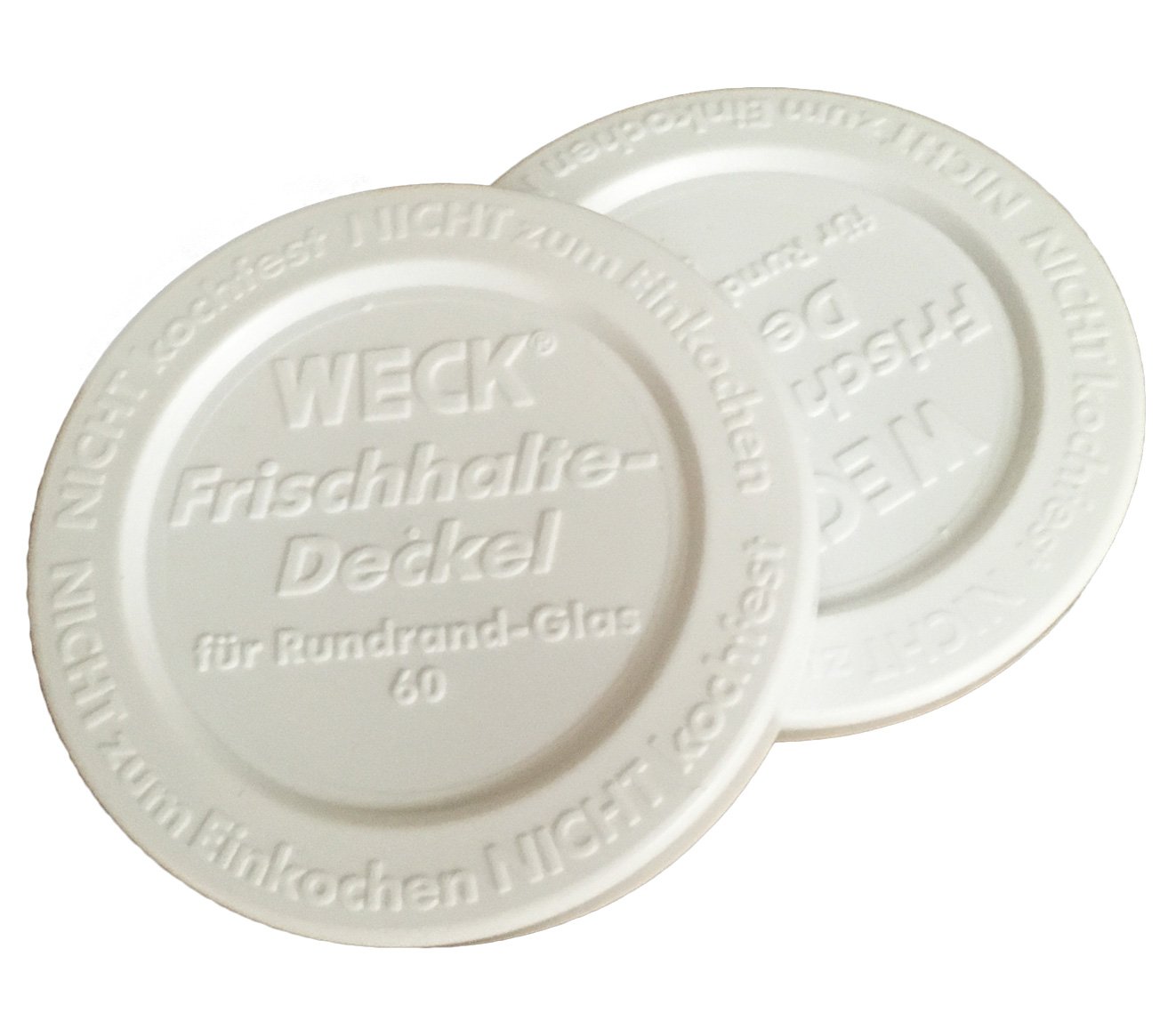 Weck Jar Keep-Fresh Plastic Lids, 2-pack (Small) Fits models 080, 755, 760, 762, 902, 763, 764, 766, 905, 975, 995 (small = 60mm / 2 3/8)