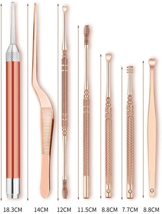 SJGANG 7pcs / Set del oído LED Cera recogedores de Acero Inoxidable