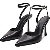 MAIJED Closed Toe Mesh Heels for Women Pointed Toe Ankle Strap Stiletto Heeled Sandals Wedding Evening Dress Pumps Shoes