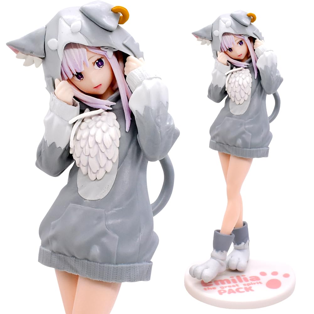 MIFKLMV Emili-a Action Figure, Re,Zero, Starting Life in Another World, Anime Figure Toys Collectible Model, 8.2 Inch Pvc Figurines Wearing Catwoman Costumes, Collectible Gift for Anime Fans