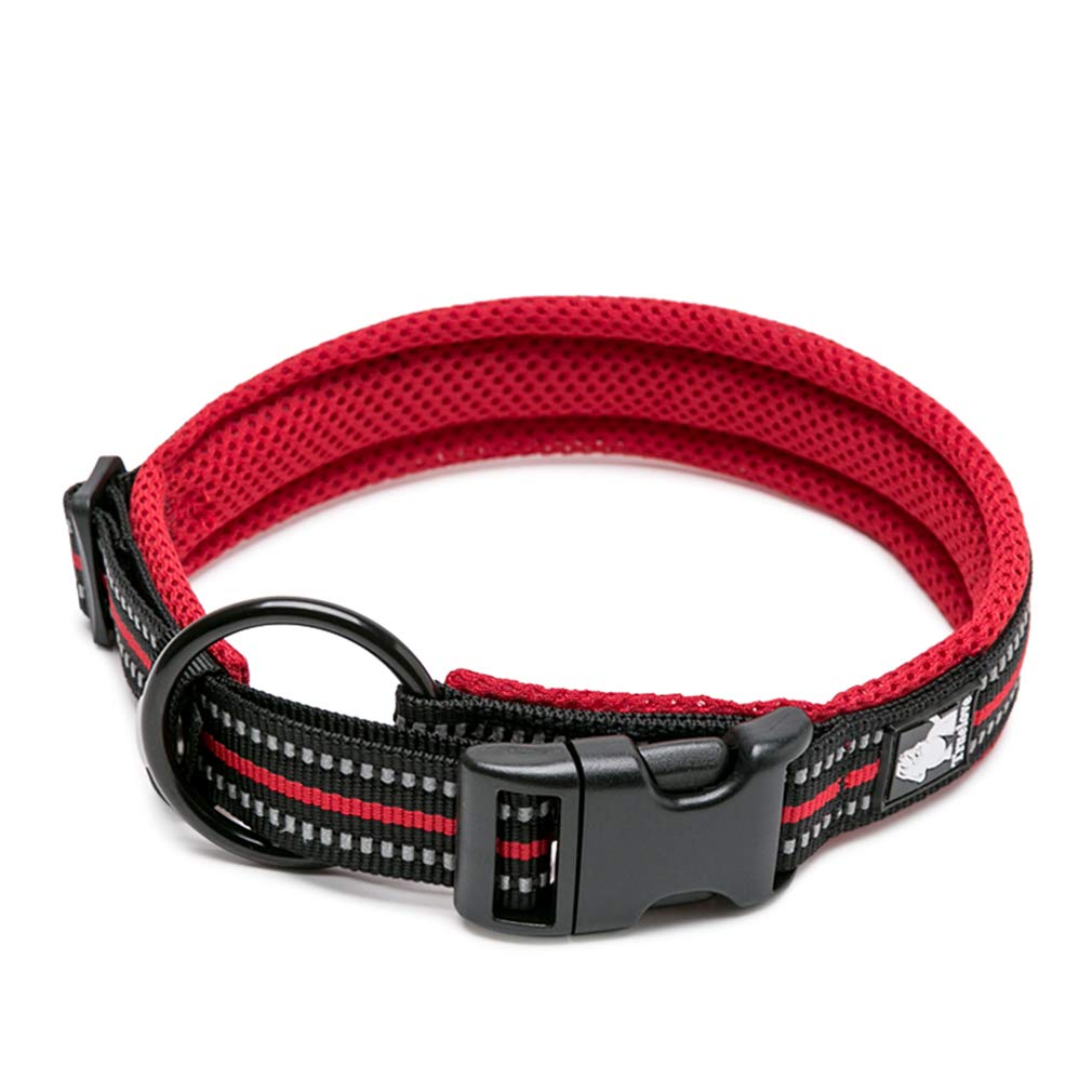WINHYEPET True Love Dog Collar Reflective Sandwich lining Nylon Webbing Comfortable and Safe Adjustable Buckle convenient used for walking for Samll/Medium/Large neck ring TLC5011(Red,XS)
