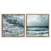2 Piece Framed Canvas Wall Art Sailboat in The Sea Canvas Prints Home Artwork Decoration for Living Room,Bedroom - 16