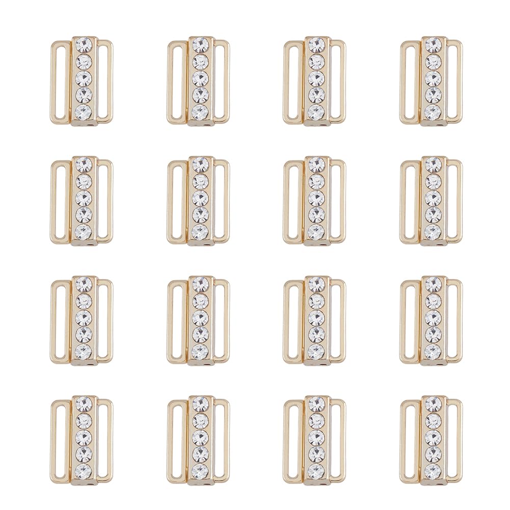 SUPERFINDINGS 16 Sets Bra Rhinestone Clasp Bra Buckles Front Closing Bra/Bikini Hook 19x13.5mm Replacement Hook Clasp Part 19x13.5mm Bra Clip Hook for Bramaking Swimsuit Clothes
