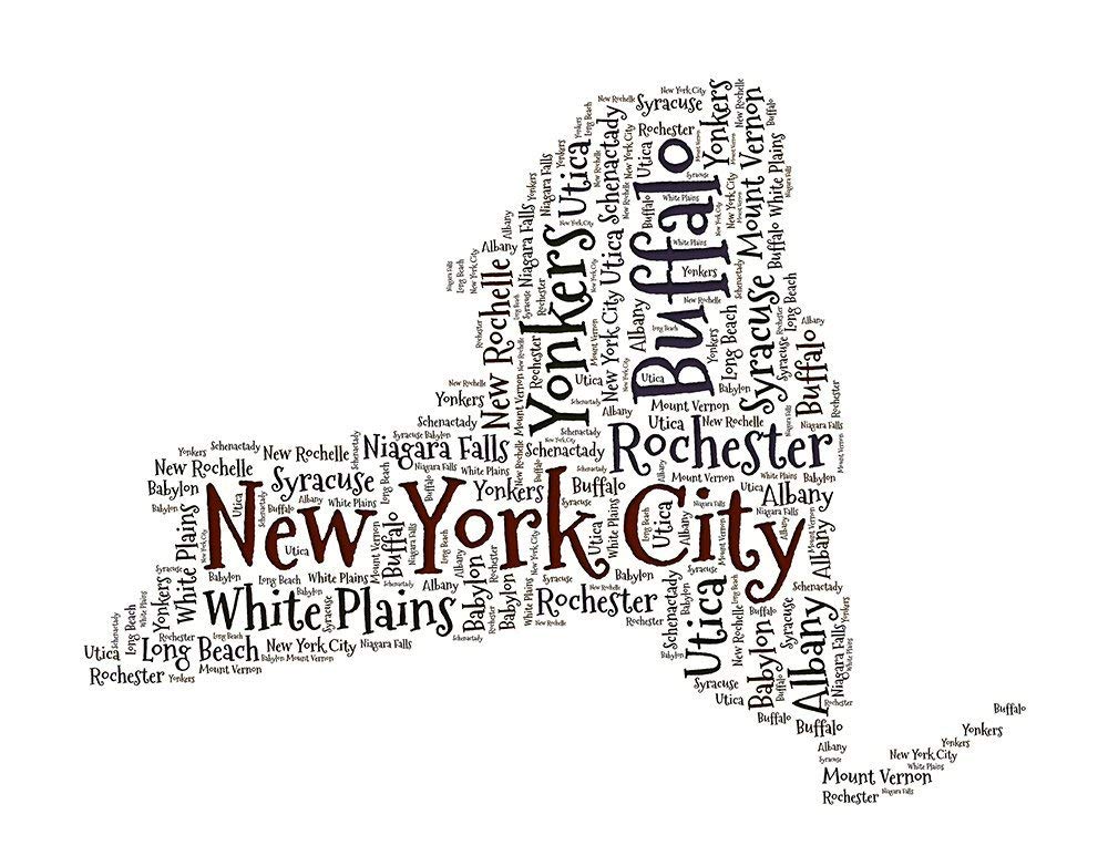 Amazon Com New York Art Ny City State Map Word Cloud Wall Decor Print 8 X 10 Handmade