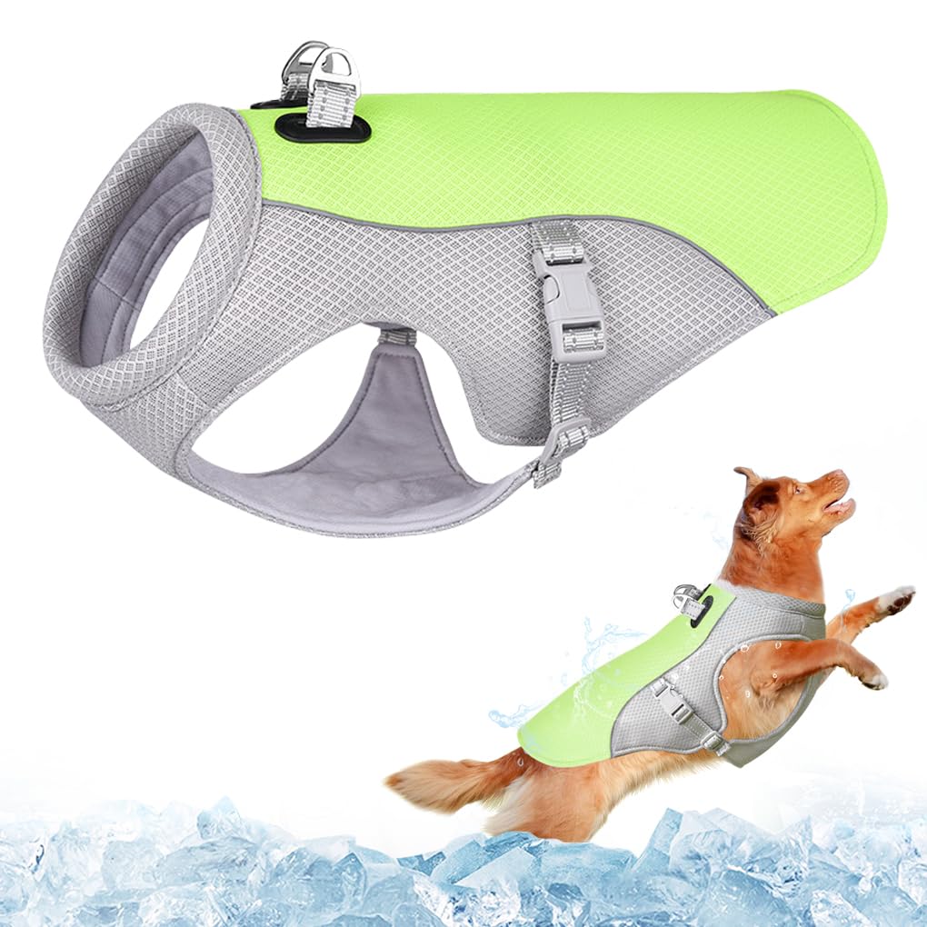 Dolahovy Cooling Vest Harness - Breathable Mesh Dog Cooling Jacket With Reflective Safety, Adjustable Summer Ice Clothes for Large Medium Small Dogs (S, Green) — image 1