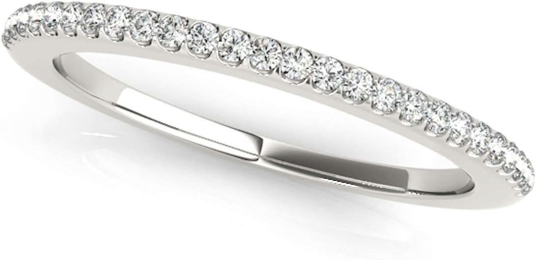 0.14 Carat Halo Round Diamond Antique Wedding Band for Women | 14K Solid White Rose Yellow Gold |Lightweight Diamond Bridal/Engagement Jewelry Collection
