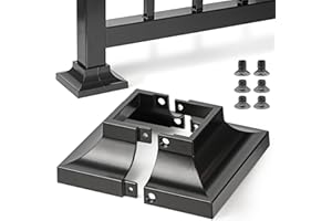 Epcee 4pcs Post 2" Aluminum Deck Post Base Cover, Post Skirt, Handrail, Stair, Porch, Deck Railing Base Brackets Covers (Black)