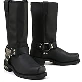 MMCC MB410 Men's Classic Harness Black Leather Biker Boots - Riding Footwear