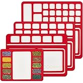 BENECREAT 4 Styles Red Felt Beading Mat, Hard Back Tray With Grids DIY Pads, Design Boards for Art Crafts Jewelry Making Supplies, 6mm Thick