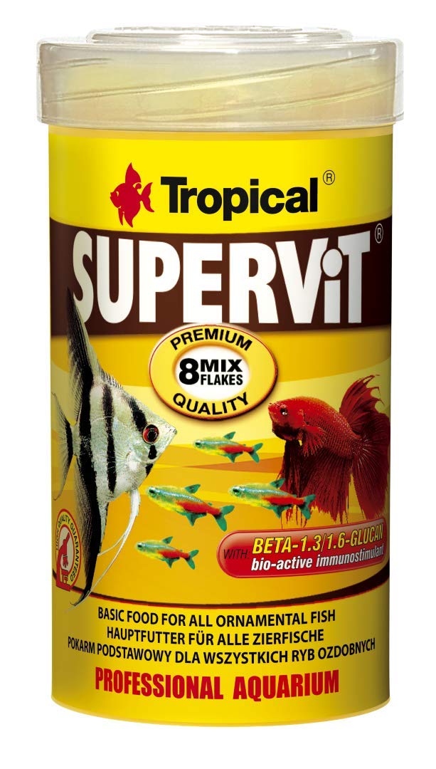 SUPERVIT 100ml / 20g - multi-ingredient flake food for omnivorous & carnivorous fish (immune support, growth & color enhancement)