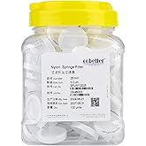 COBETTER 100 Pack Syringe Filter Nylon Lab Filters 0.2μm Pore Size 25mm Diameter Hydrophilic Filtration Non-sterile White