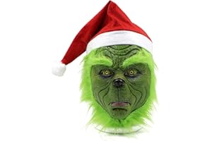WPOYM The Christmas Cosplay Mask, Christmas Costume Latex Mask Adult,Green Cosplay Costume Mask