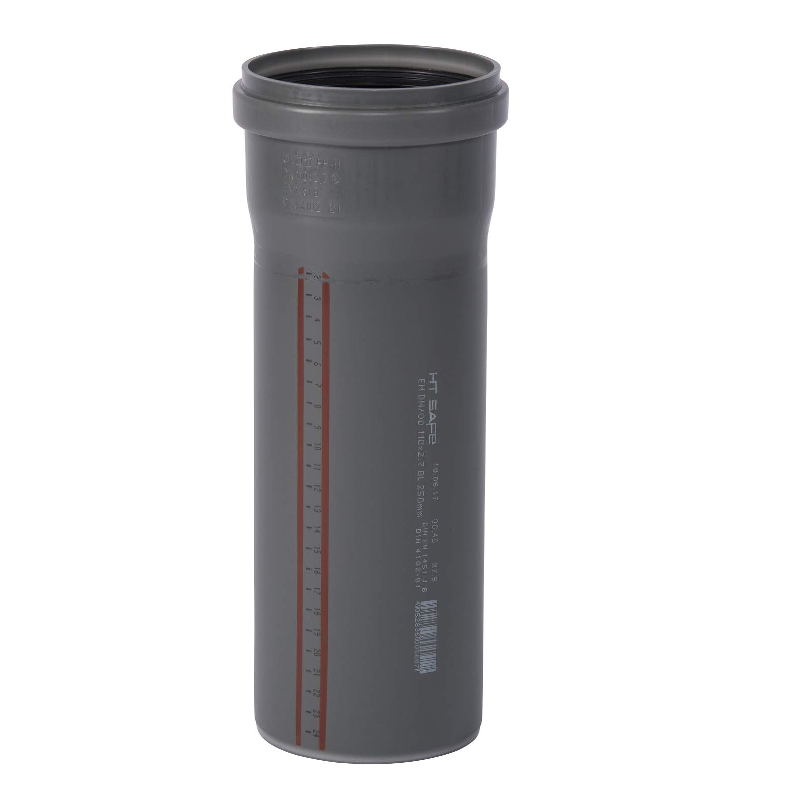 Ostendorf HTsafe HT Pipe with Sleeve DN 110 mm 250 mm Grey