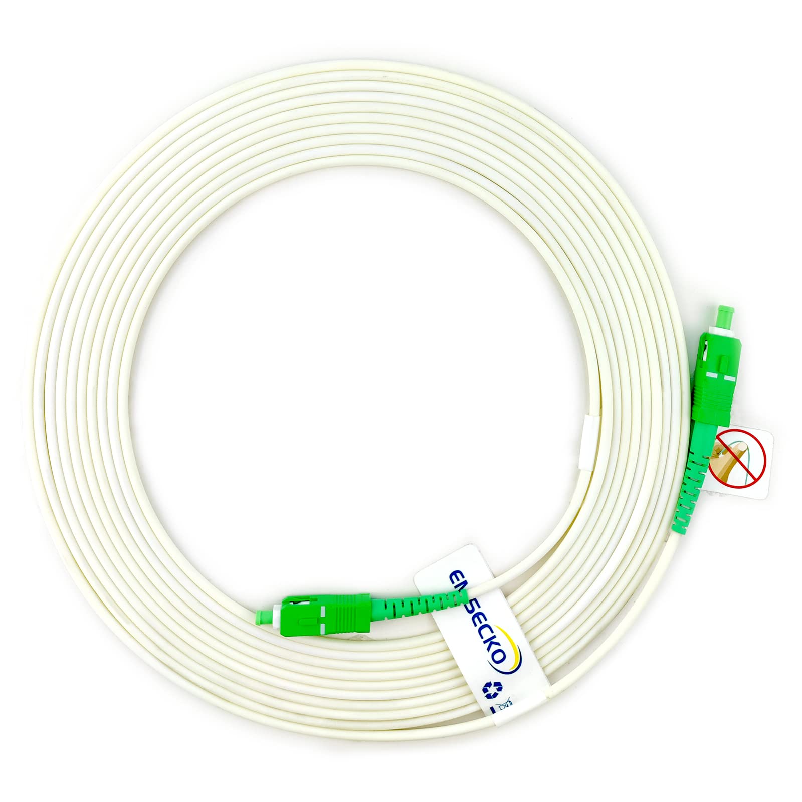 EMSECKO Fiber Optic Cable SC/APC to SC/APC OS2 Singlemode Simplex 3.0mm LSZH FTTH Patch Cord (7M)